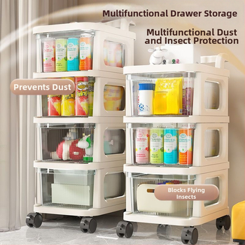 Ράφι αποθήκευσης με παχύ καρότσι Επιδαπέδια θήκη αποθήκευσης σνακ τύπου συρταριού Οικιακή θήκη αποθήκευσης πολλαπλών στρώσεων για βρεφικά είδη