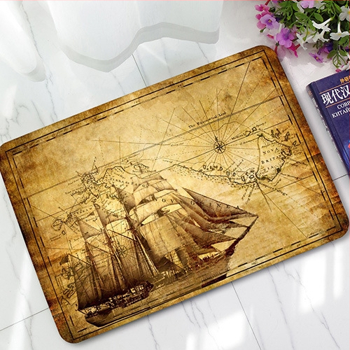 Oro pagalvės retro atspaudas, karvės odos navigacijos žemėlapio tyrimas, neslystantis kilimėlis grindų kilimėliui, patrinti žemę, pėdų kilimėlis nejuda, 360 g