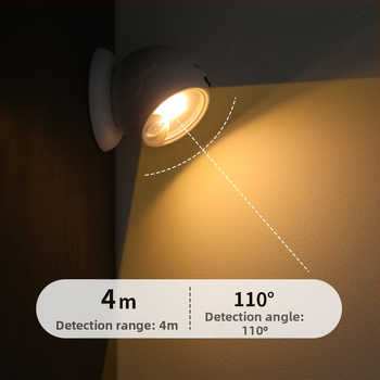 Δημοφιλές νυχτερινό φως 360 μοιρών περιστρεφόμενο φως διαδρόμου φως νυχτός διάδρομος φως αισθητήρα ανθρώπινου σώματος φως τοίχου με μαγνητικό