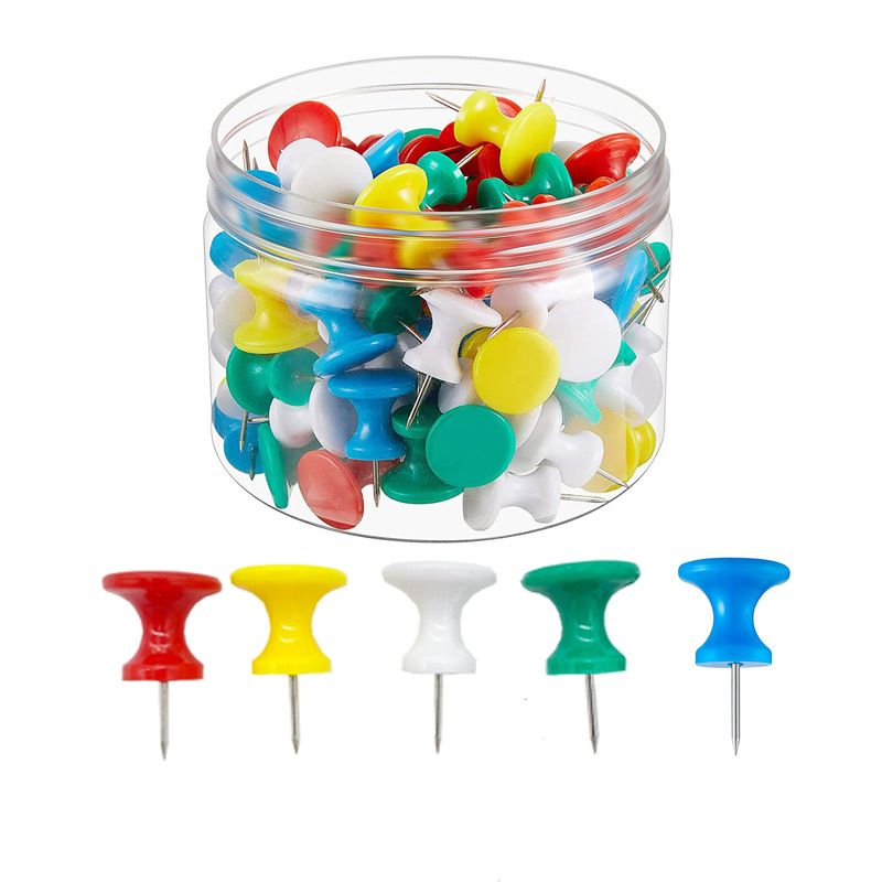 100 suurt knopkat, eriti suured läbipaistvad värvilised I-nööpnõelad, Ameerika knopkad, korgitahvel, teadetetahvel, pressnaelad