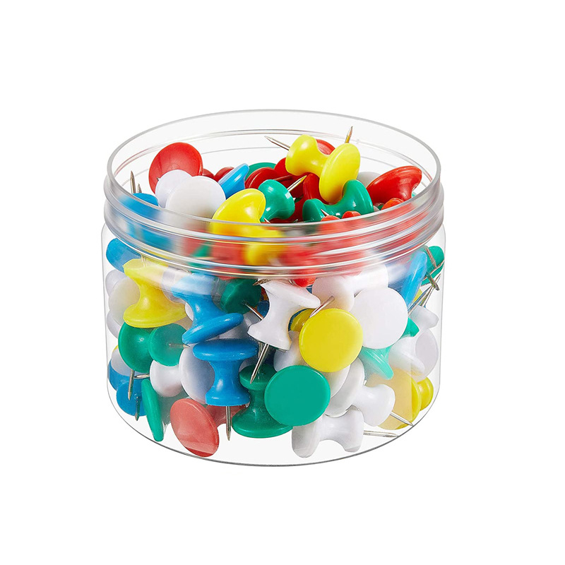 100 suurt knopkat, eriti suured läbipaistvad värvilised I-nööpnõelad, Ameerika knopkad, korgitahvel, teadetetahvel, pressnaelad