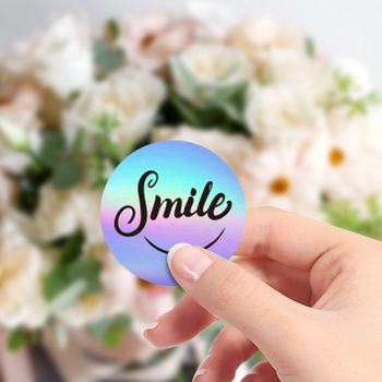 500 pasta/rull äärisega vikerkaarevärviline laserkleebis naeratus naeratus aitäh kleebis rull laserkleebis