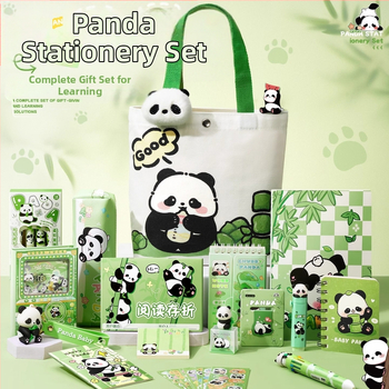 Χαριτωμένο σετ χαρτικών από καμβά Panda, πρακτικό δώρο για το σχολείο για μαθητές δημοτικού, όμορφο αναμνηστικό δώρο νηπιαγωγείου