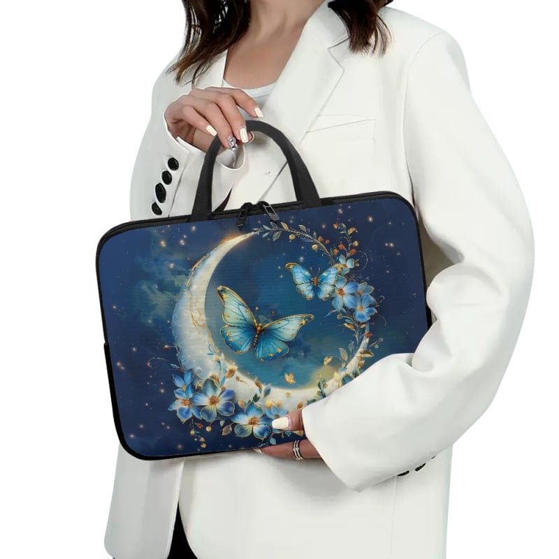 Amazon Export Tablet Polyester Cosmetics Bag Moon Butterfly Print Big Capacity Suitcase with Picture Print