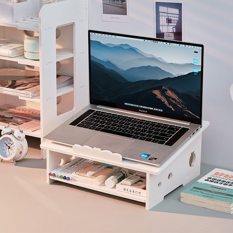 Számítógép-emelvény kollégiumi laptop monitor asztali tárolóállvány irodai íróasztal fa szervező ins