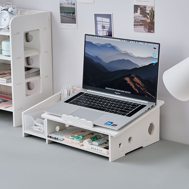 Számítógép-emelvény kollégiumi laptop monitor asztali tárolóállvány irodai íróasztal fa szervező ins
