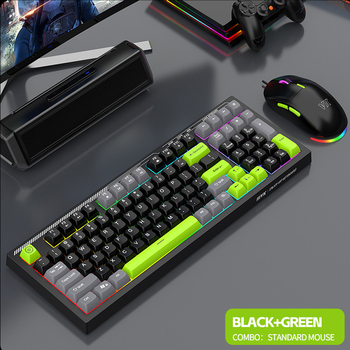 Žaidimo šviečianti klaviatūra su laidine RGB pele, pritaikyta 3 spalvų derinimui, žaidimo klaviatūra su pele, tinka tarpvalstybinei el. prekybai