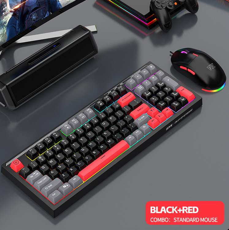 Žaidimo šviečianti klaviatūra su laidine RGB pele, pritaikyta 3 spalvų derinimui, žaidimo klaviatūra su pele, tinka tarpvalstybinei el. prekybai