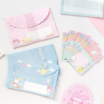 Animacinio mielo laiško su popieriumi rinkinys, laiškas su popieriumi, vokas su lipdukais, japoniško stiliaus kanceliarinės prekės, mergaitės širdis, nefrito Gui šuns melodija