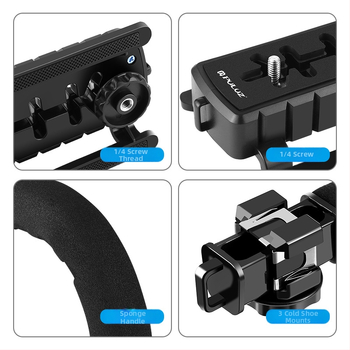 Puluz Fat Cow välgupesa C-tüüpi kronstein peegelkaameratele, välklambile, reaalajas madala kaadriga pildistamiseks, käeshoitav alus, käeshoitav stabilisaator