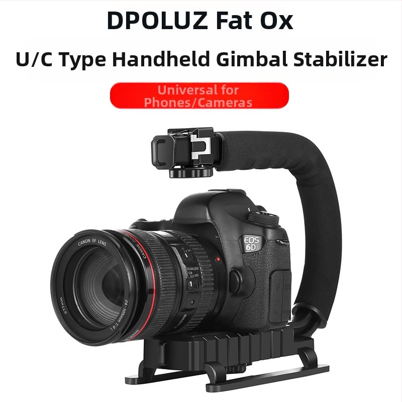 Puluz Fat Cow Hot Shoe C-Type скоба за DSLR светкавица за снимане на живо с нисък кадър ръчна стойка ръчен стабилизатор