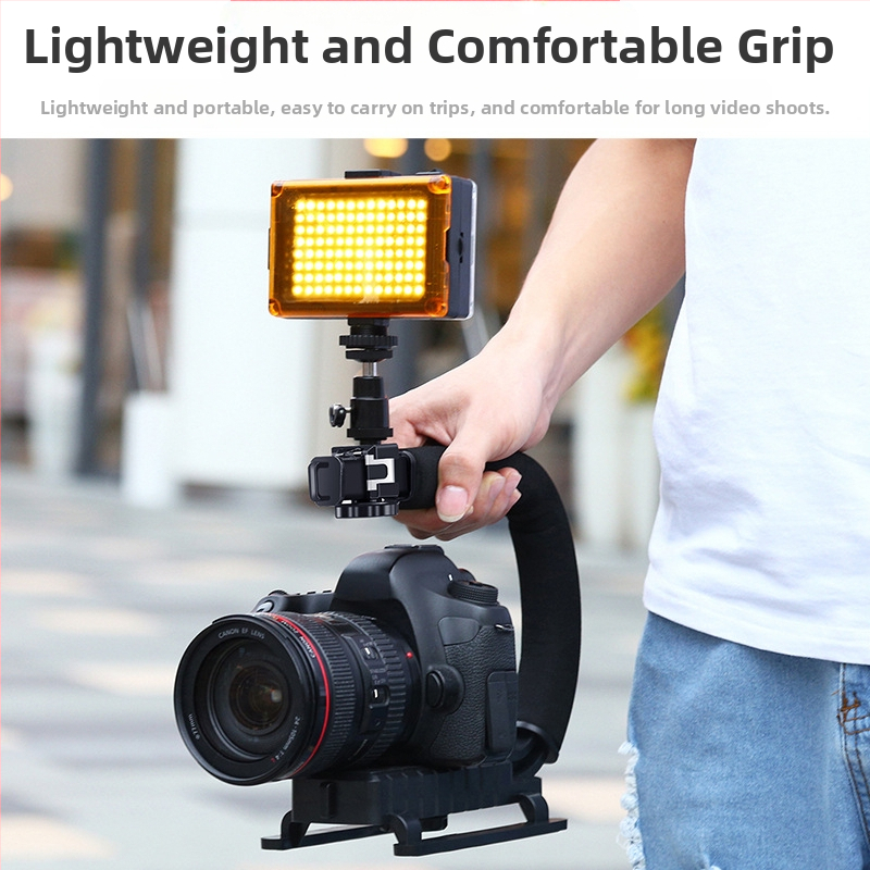 Puluz Fat Cow, pätica blesku, držiak typu C pre digitálne zrkadlovky, blesk pre živé zábery s nízkym záberom, ručný stojan, ručný stabilizátor