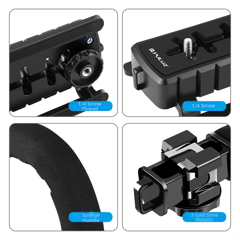 Puluz Fat Cow, pätica blesku, držiak typu C pre digitálne zrkadlovky, blesk pre živé zábery s nízkym záberom, ručný stojan, ručný stabilizátor