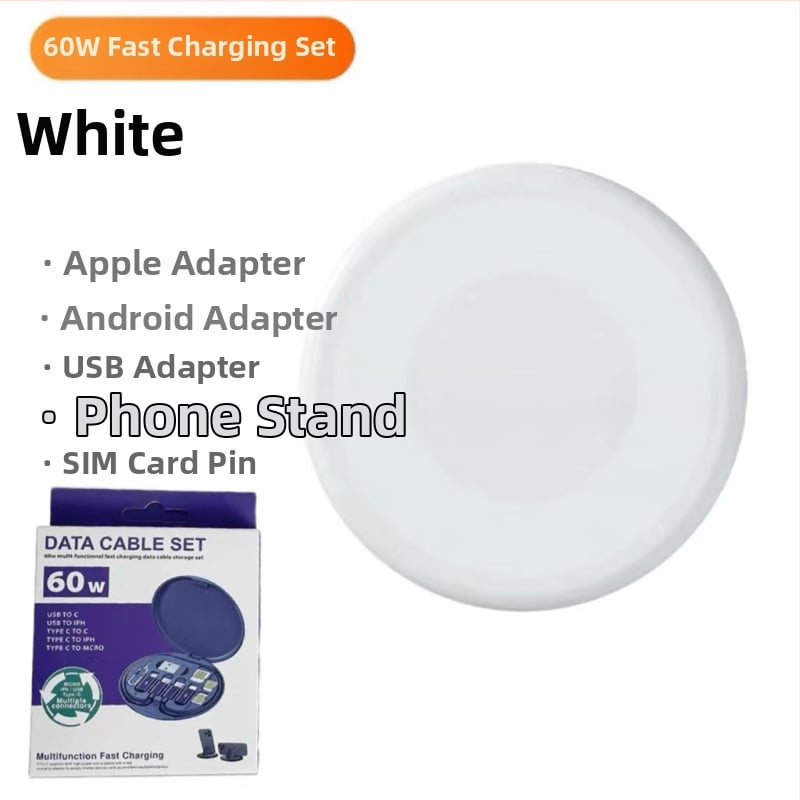 Nešiojama daugiafunkcinė duomenų saugojimo dėžutė, 60 W, ištraukiamas adapteris „nuo vieno iki trijų“, greito įkrovimo laidas