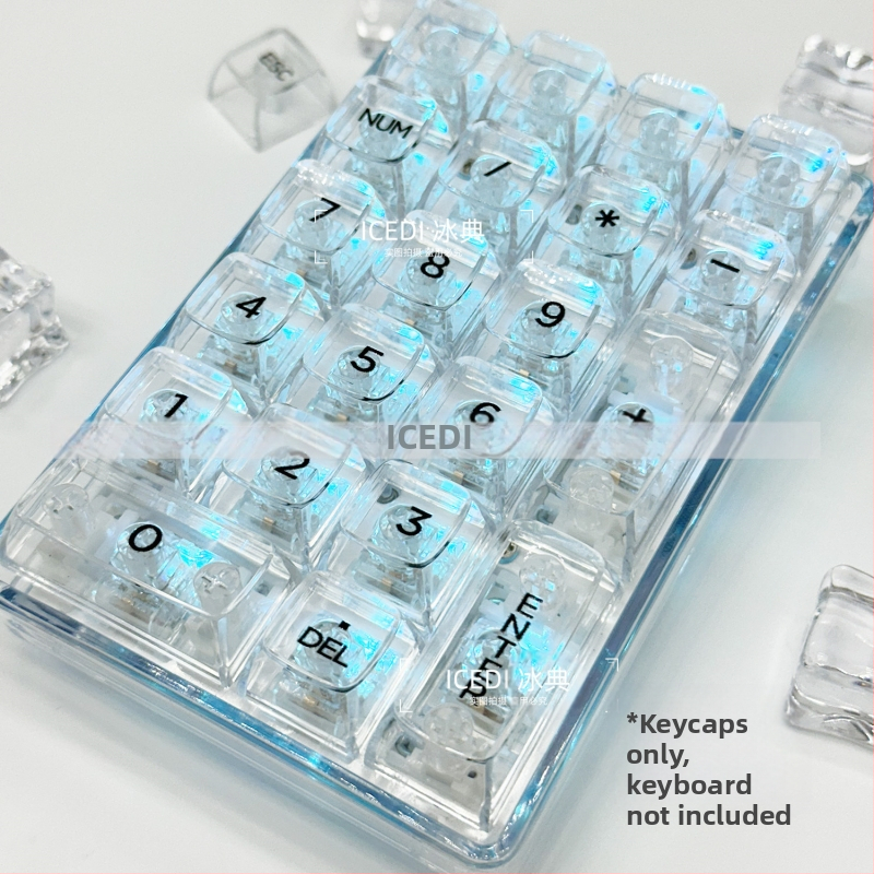 OEM-i ülimagnetilised teljeklahvid, läbipaistev kristall-arvuti mehaaniline universaalne täiskomplekt väike numbriklahvistik RGB RGB valgusefekt