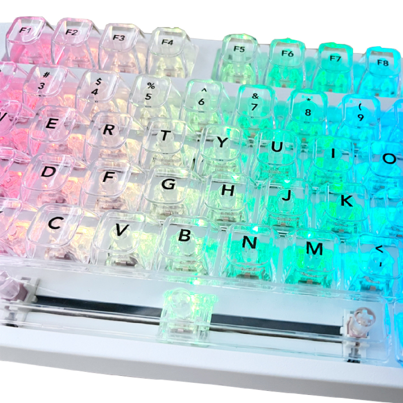 OEM-i ülimagnetilised teljeklahvid, läbipaistev kristall-arvuti mehaaniline universaalne täiskomplekt väike numbriklahvistik RGB RGB valgusefekt
