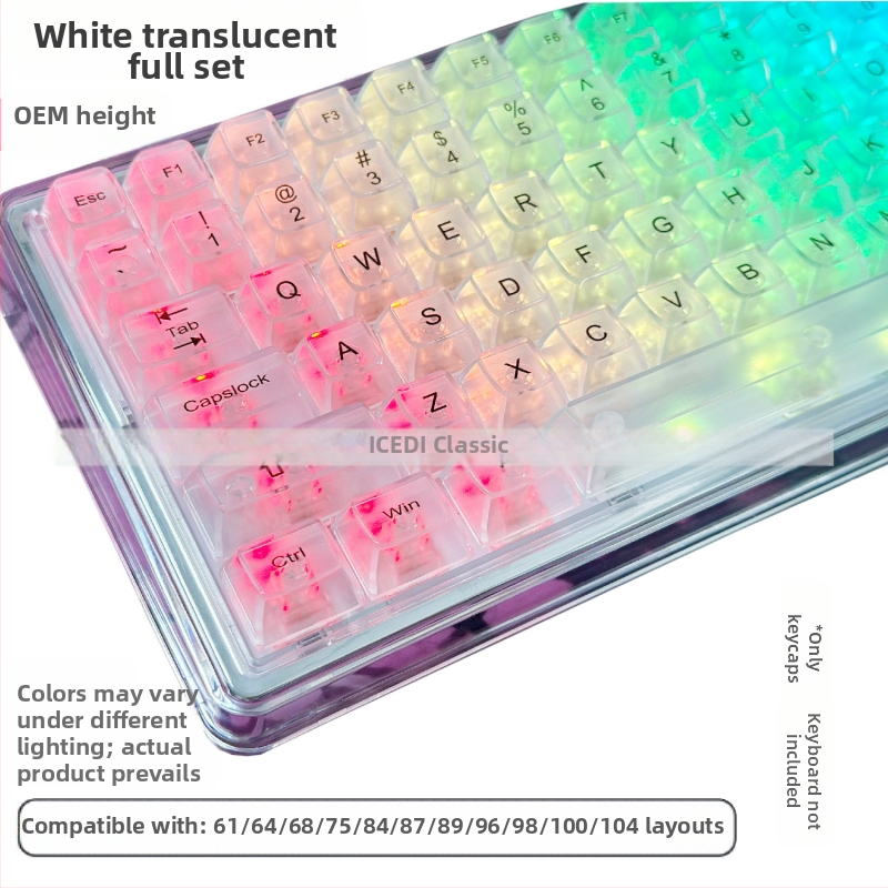 OEM-i ülimagnetilised teljeklahvid, läbipaistev kristall-arvuti mehaaniline universaalne täiskomplekt väike numbriklahvistik RGB RGB valgusefekt