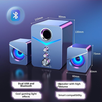 Аудио компютър настолен домашен лаптоп настолен компютър с висока сила на звука кабелен USB субуфер силно басов Bluetooth високоговорител