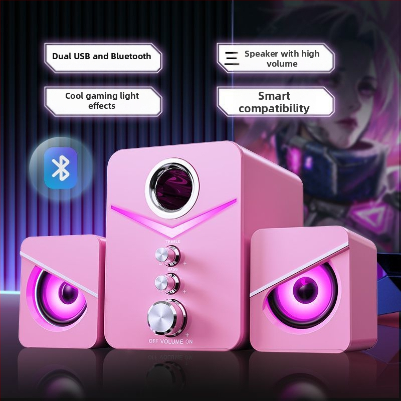 Аудио компютър настолен домашен лаптоп настолен компютър с висока сила на звука кабелен USB субуфер силно басов Bluetooth високоговорител