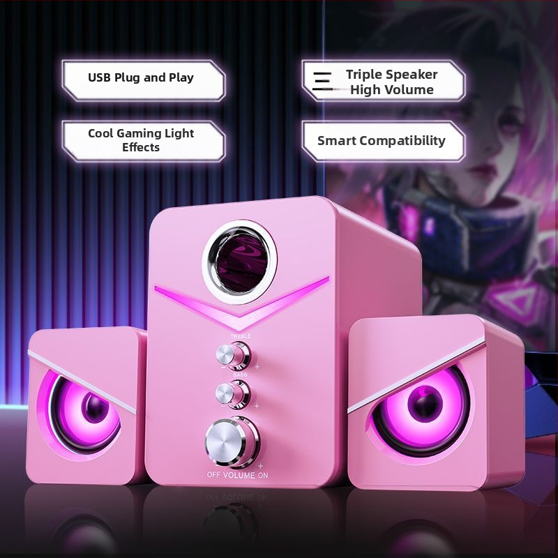 Аудио компютър настолен домашен лаптоп настолен компютър с висока сила на звука кабелен USB субуфер силно басов Bluetooth високоговорител