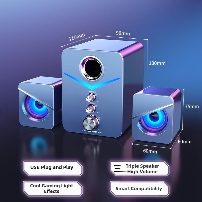 Аудио компютър настолен домашен лаптоп настолен компютър с висока сила на звука кабелен USB субуфер силно басов Bluetooth високоговорител
