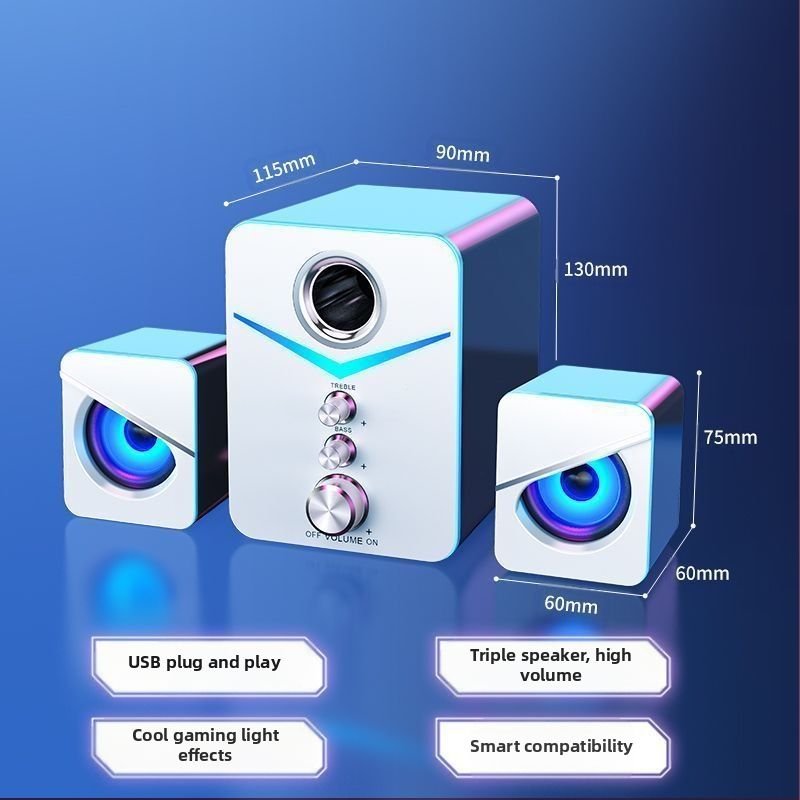 Аудио компютър настолен домашен лаптоп настолен компютър с висока сила на звука кабелен USB субуфер силно басов Bluetooth високоговорител