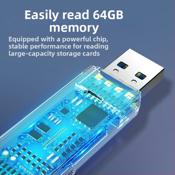 Multifunktsionaalne 2-in-1 3.0 kiire kaardilugeja, mis toetab TF/SD-kaarti, sobib kaamera, arvuti, auto, sülearvuti jaoks