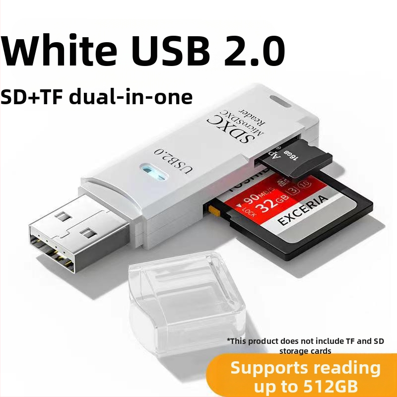 Multifunktsionaalne 2-in-1 3.0 kiire kaardilugeja, mis toetab TF/SD-kaarti, sobib kaamera, arvuti, auto, sülearvuti jaoks