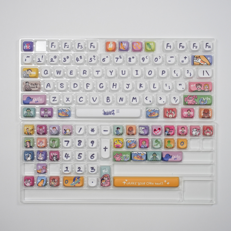 MOA-szerű magasságú karácsonyi barackrózsaszín téma nagy, teljes billentyűsapka készlet PBT ötoldalas szublimációs univerzális billentyűzetsapka