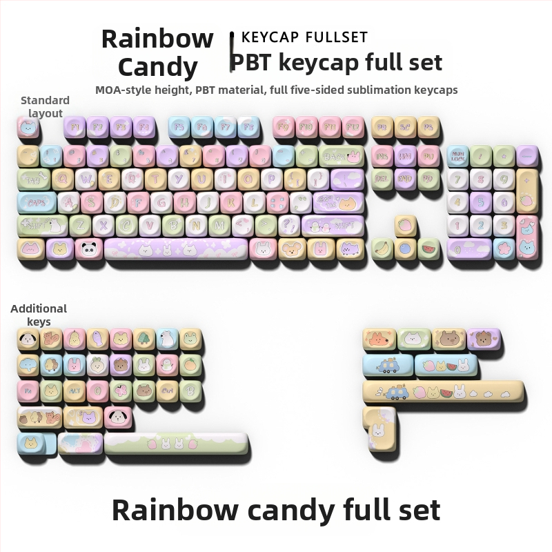 MOA-szerű magasságú karácsonyi barackrózsaszín téma nagy, teljes billentyűsapka készlet PBT ötoldalas szublimációs univerzális billentyűzetsapka