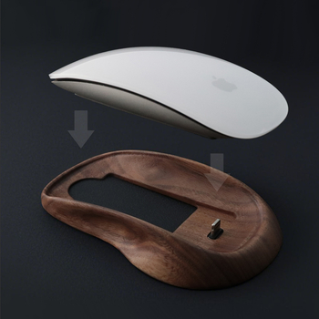 Pähklipähkli värvi Magic Mouse`i kaitseümbris, mis sobib Apple Magic Mouse`ile, kõrgendav täispuidust alus