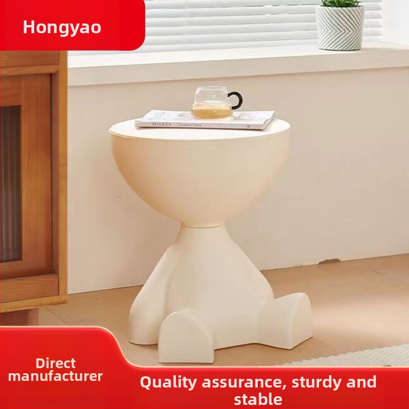 Кремови подови орнаменти Малка масичка за кафе Хол Креативен малък диван с плоска глава Малка странична масичка Спалня Сладка малка нощна масичка