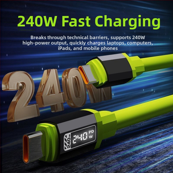 Išmanusis LED skaitmeninis ekranas silikoninis duomenų kabelis dėžutėje PD240W greito įkrovimo mobiliojo telefono kabelis, tinkantis Apple 15/16 Type-C