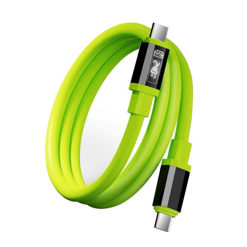 Išmanusis LED skaitmeninis ekranas silikoninis duomenų kabelis dėžutėje PD240W greito įkrovimo mobiliojo telefono kabelis, tinkantis Apple 15/16 Type-C