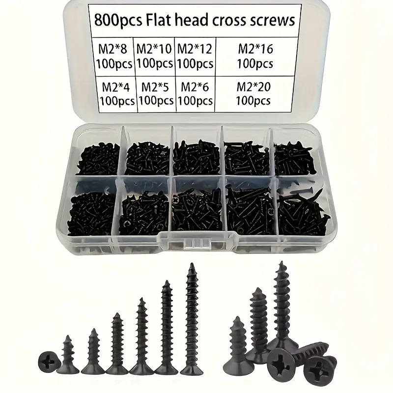 Tarpvalstybinis, karšto pardavimo 450/720 vnt. juodų „Phillips“ įleidžiamos galvutės varžtų rinkinys, KM nešiojamojo kompiuterio prietaiso maži varžtai dėžutėje