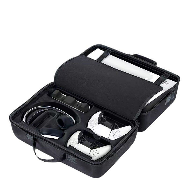 PS5 hoiukott logoga, topeltpaksusega mänguhosti kaitsega kohvri käepidemega, lisatarvikud, täielik hoiustamisviimistlus