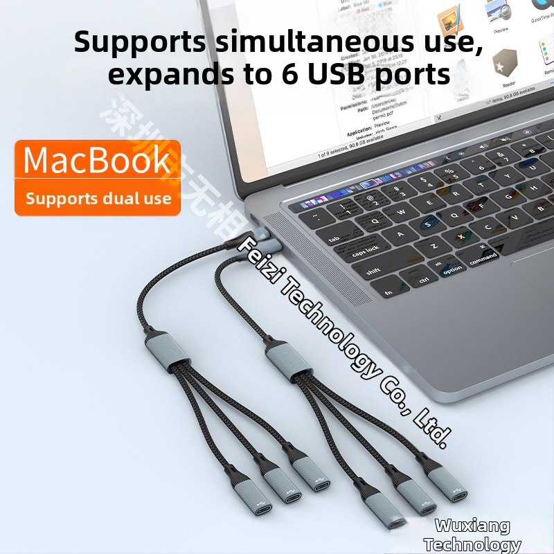 Adaptér na nabíjanie a rozbočovanie prenosovej linky typu C typu C s konektorom Star Rail USB 1/3, samica, OTG, rozširujúca základňa pre počítač