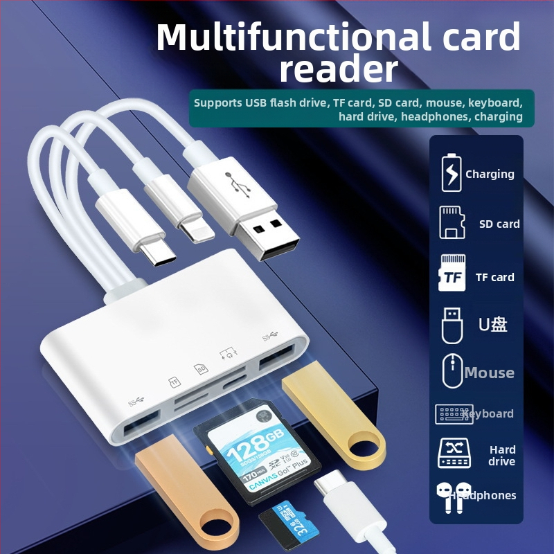 Multifunktsionaalne tf-kaardilugeja Apple`i TYPE-C/SD/MS/XD/CF/USB/USB-C kõvakettakaardilugejale