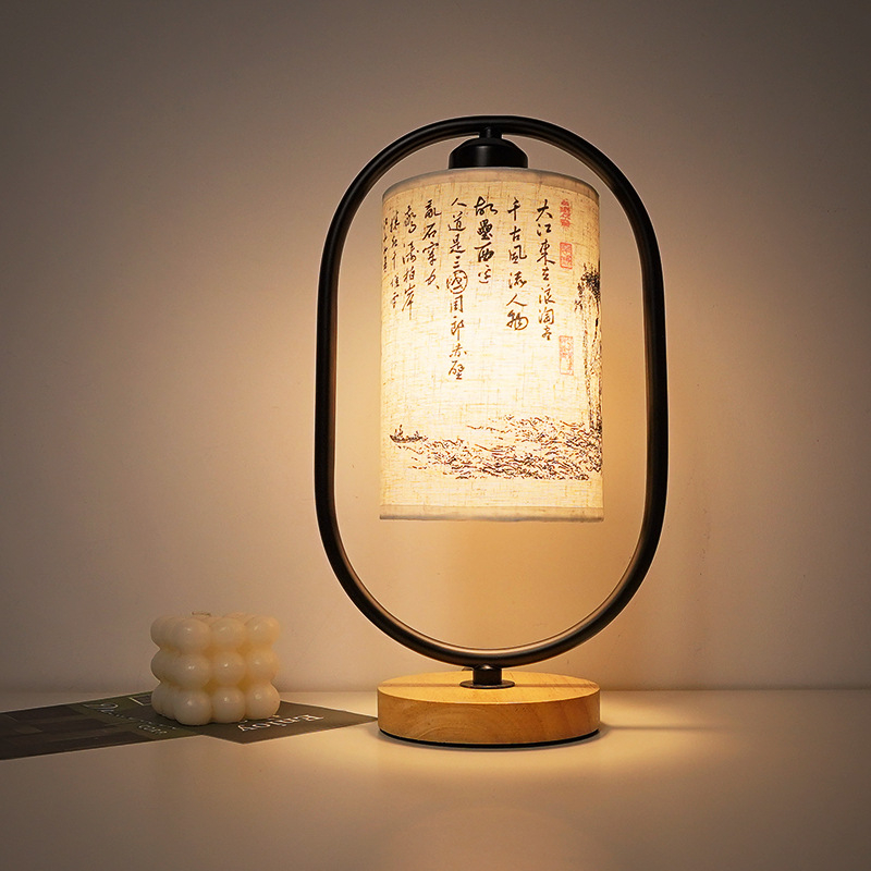 Guofeng luulelaualamp vintage kangast öölamp pulmalaualamp magamistoa voodiäärne pulmaruum pulmapidu Changmingi lamp