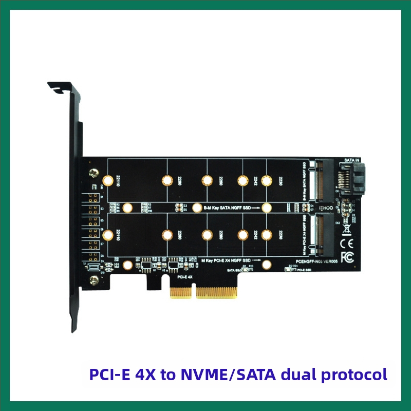 Адаптерна карта M.2 Nvme SSD NGFF към PCI X4 m Key-B с двоен интерфейс, поддържа 20110 Solid State
