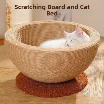 Ξυστήρι για γάτες από σιζάλ και παιχνίδι φωλιάς, εξαιρετικά μεγάλο παιχνίδι για γάτες με νύχια, είναι ανθεκτικό στις γρατσουνιές και δεν ρίχνει ψίχουλα. Η λεκάνη της φωλιάς είναι κατασκευασμένη από σχοινί κάνναβης και δεν γρατσουνιέται.