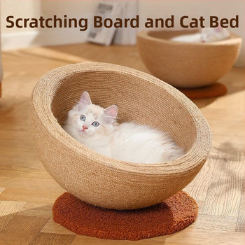 Ξυστήρι για γάτες από σιζάλ και παιχνίδι φωλιάς, εξαιρετικά μεγάλο παιχνίδι για γάτες με νύχια, είναι ανθεκτικό στις γρατσουνιές και δεν ρίχνει ψίχουλα. Η λεκάνη της φωλιάς είναι κατασκευασμένη από σχοινί κάνναβης και δεν γρατσουνιέται.