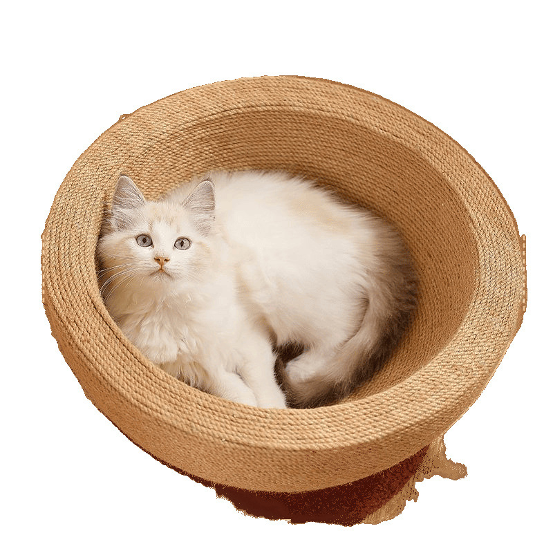 Szizál macskakaparódeszka és fészek, extra nagy macskajáték, karcálló és nem hullat morzsát. A fészektál kenderkötélből készült és nem karcolódik.