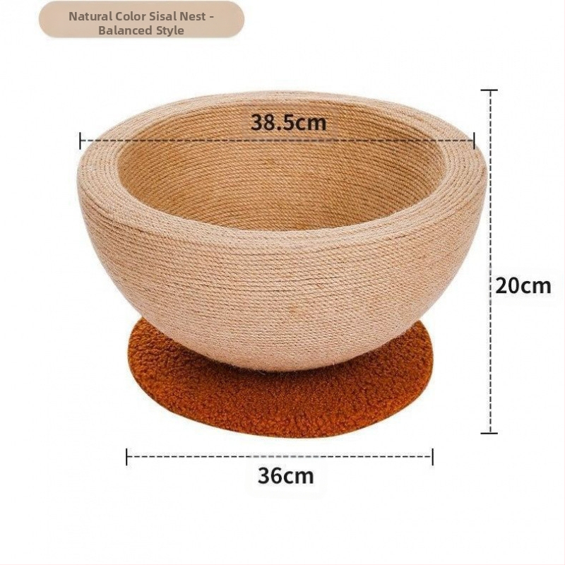 Szizál macskakaparódeszka és fészek, extra nagy macskajáték, karcálló és nem hullat morzsát. A fészektál kenderkötélből készült és nem karcolódik.