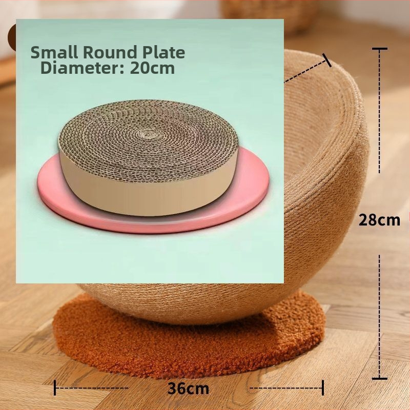 Szizál macskakaparódeszka és fészek, extra nagy macskajáték, karcálló és nem hullat morzsát. A fészektál kenderkötélből készült és nem karcolódik.