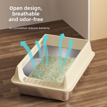 Άμμος για γάτες από ανοξείδωτο ατσάλι, εξαιρετικά μεγάλη, ανθεκτική στα πιτσιλίσματα, ημικλειστή τουαλέτα γάτας, υπερυψωμένη και παχύρρευστη άμμος για γάτες