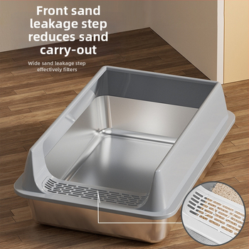 Άμμος για γάτες από ανοξείδωτο ατσάλι, εξαιρετικά μεγάλη, ανθεκτική στα πιτσιλίσματα, ημικλειστή τουαλέτα γάτας, υπερυψωμένη και παχύρρευστη άμμος για γάτες