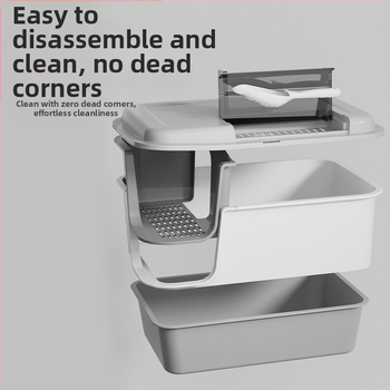 Άμμος για γάτες Πολύ μεγάλο, πλήρως ημικλειστό, ανοιχτό, αντιπιτσιλιστικό, μεγάλο, γιγάντιο, δοχείο άμμου για γάτες με βούτυρο, τουαλέτα