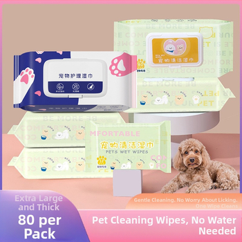 Lemmikloomade niisked salvrätikud 80 spetsiaalset mitte-nühkivat pisarat kassidele ja koertele Kehaosade desodoreerivad niisked salvrätikud
