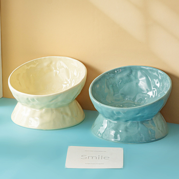 Μπολ για γάτες, μπολ για σκύλους, κεραμικά είδη για γάτες, χαριτωμένο διαγώνιο διπλό μπολ, λεκάνη γάτας, προστασία λαιμού, υψηλή λεκάνη για σκύλους, αντικραδασμική χονδρική